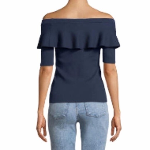 Minnie Rose Off The Shoulder Ruffle Knit Top M